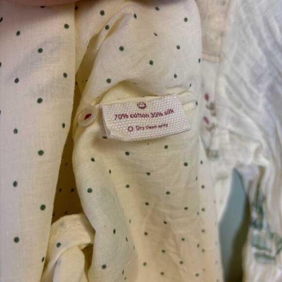 Buna Handmade Midi Dress Cream Cotton Silk Floral Buttons Med Cottagecore Fairy - Picture 7 of 16